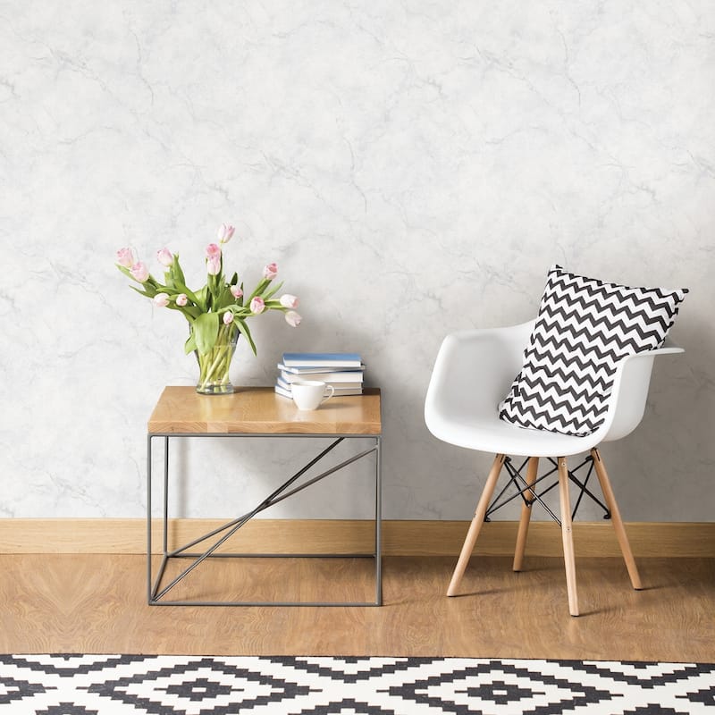 Buellton, Carrara Marble Peel & Stick Wallpaper - Whites & Off-Whites