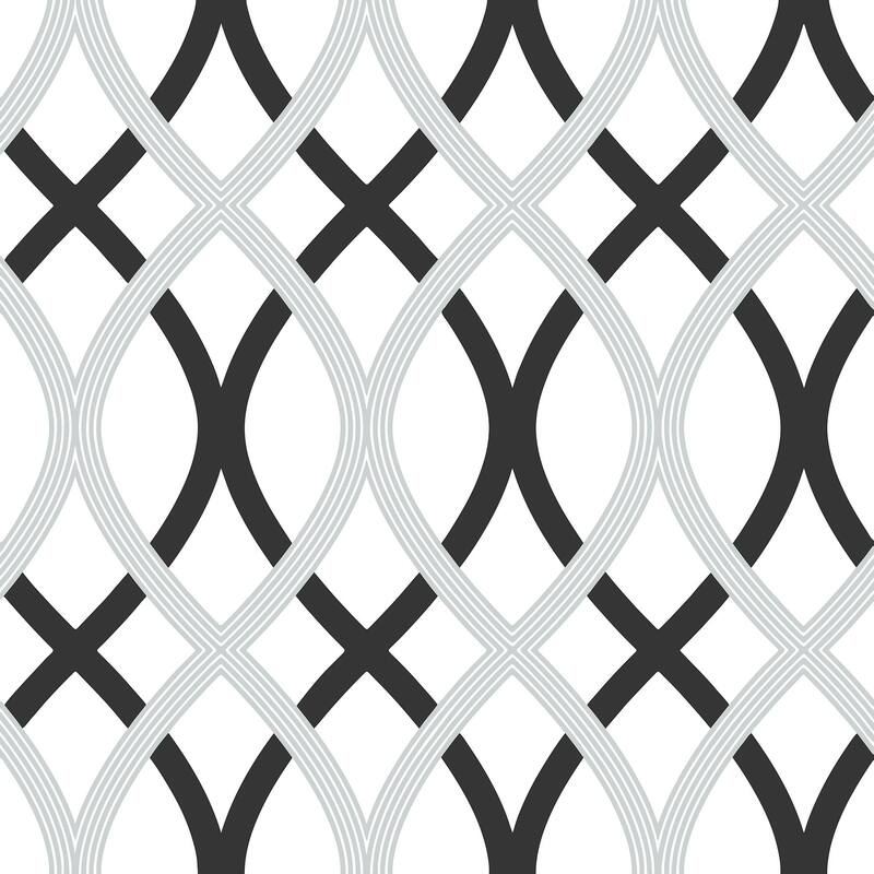 Avalon, Black and Silver Lattice Peel & Stick Wallpaper