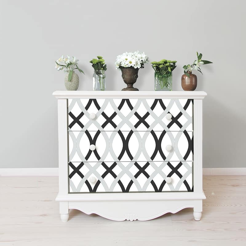 Avalon, Black and Silver Lattice Peel & Stick Wallpaper