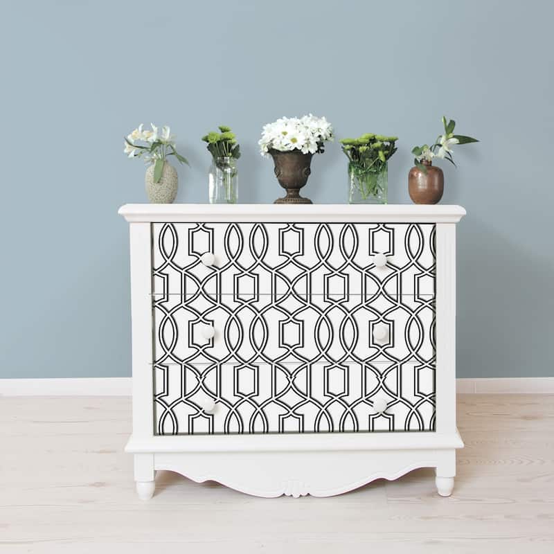 Bell, Uptown Trellis Black/White Peel & Stick Wallpaper