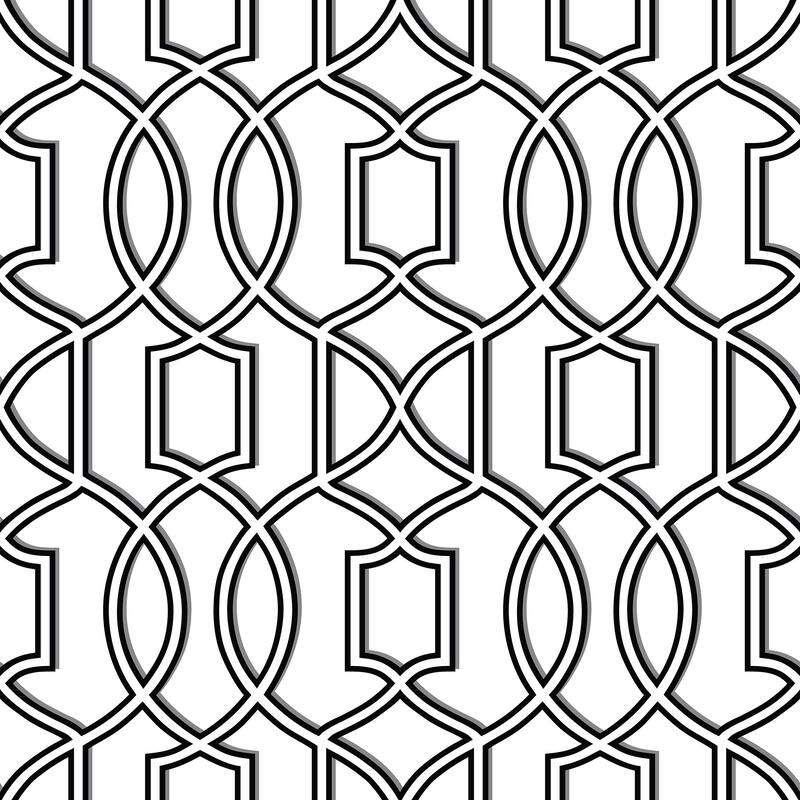 Bell, Uptown Trellis Black/White Peel & Stick Wallpaper