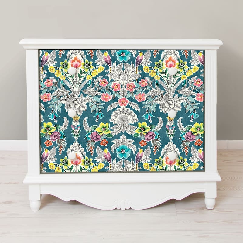 Corona Summer Love Teal Floral Peel & Stick Wallpaper