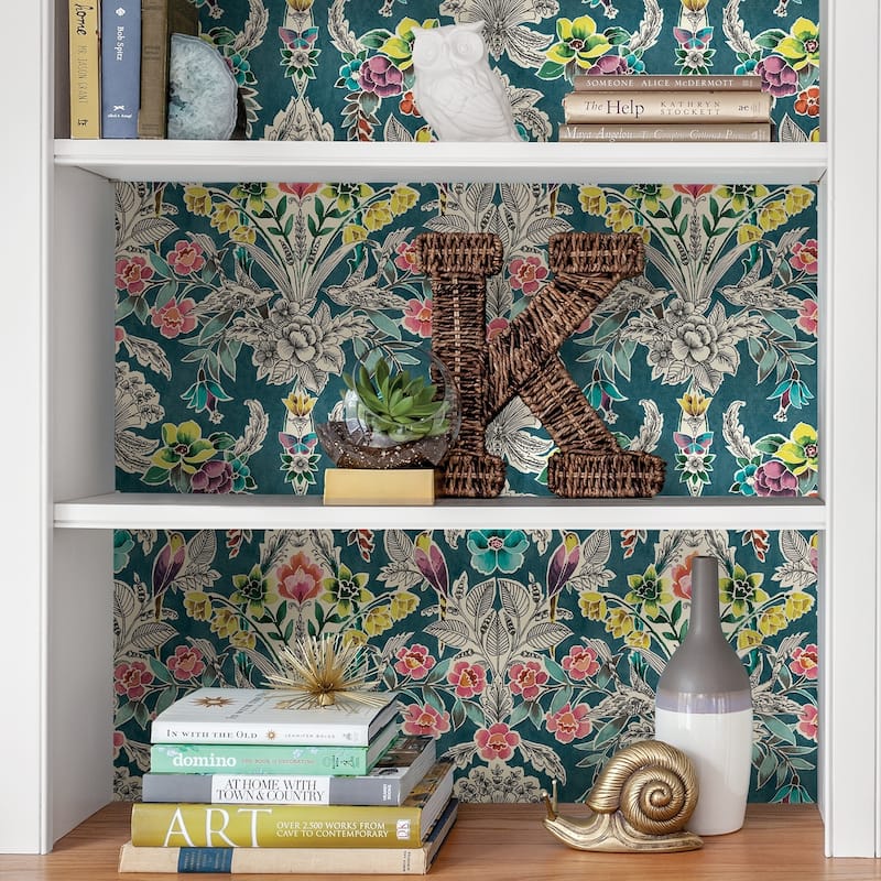 Corona Summer Love Teal Floral Peel & Stick Wallpaper