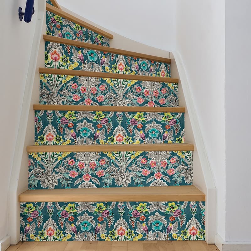 Corona Summer Love Teal Floral Peel & Stick Wallpaper