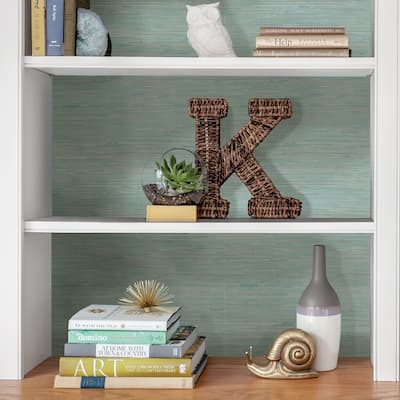 Capitola, Tibetan Grasscloth Teal Peel & Stick Wallpaper