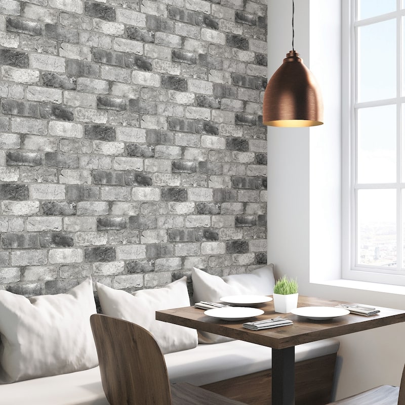 Goleta, Grey London Brick Peel & Stick Wallpaper - Greys