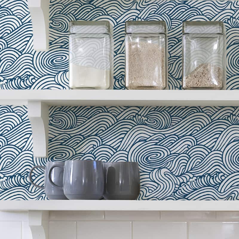 Gonzales, Navy Saybrook Peel & Stick Wallpaper - Blues