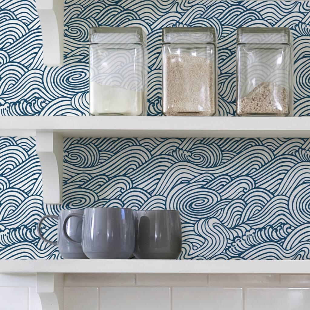 Gonzales, Navy Saybrook Peel & Stick Wallpaper