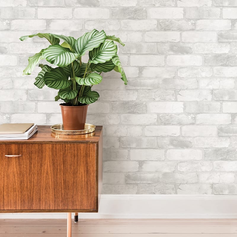 Calexico, Loft White Brick Peel & Stick Wallpaper - Whites & Off-Whites