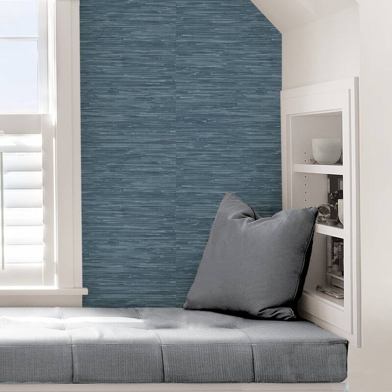 Colma, Cream Grassweave Peel & Stick Wallpaper - Blues