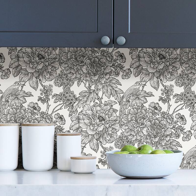 Gardena, Black & White Sudbury Peel & Stick Wallpaper