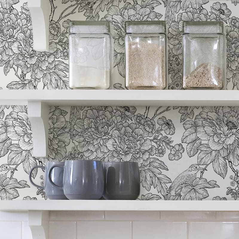 Gardena, Black & White Sudbury Peel & Stick Wallpaper