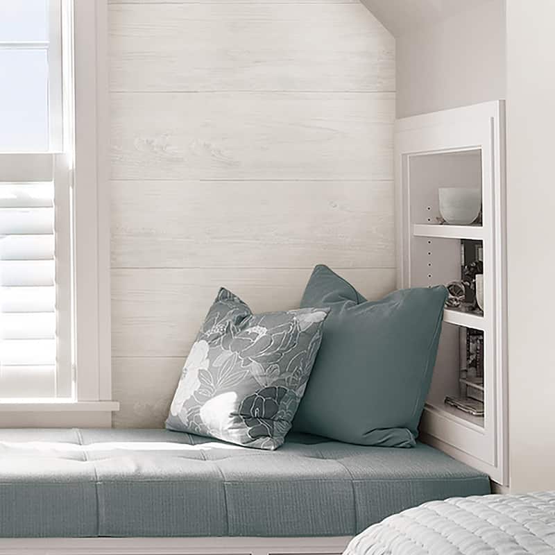 Hesperia, Reclaimed Shiplap Peel & Stick Wallpaper - Whites & Off-Whites