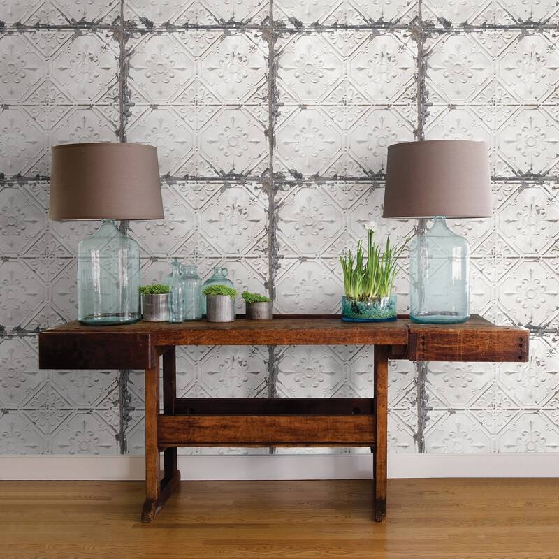 Hemet, Vintage Tin Tile Peel & Stick Wallpaper
