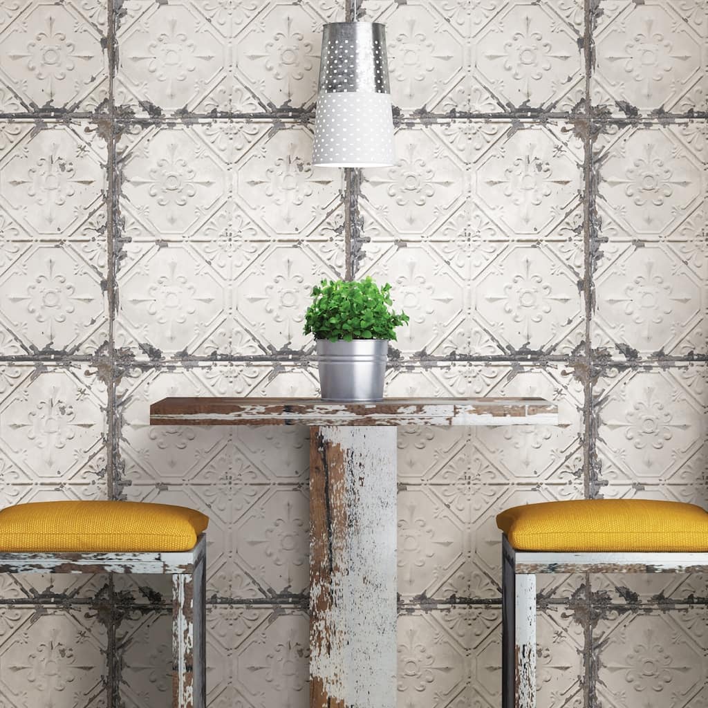 Hemet, Vintage Tin Tile Peel & Stick Wallpaper