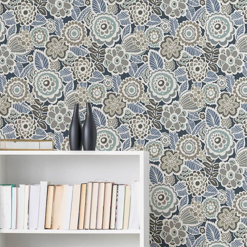 Exeter, Dream On Navy Peel & Stick Wallpaper