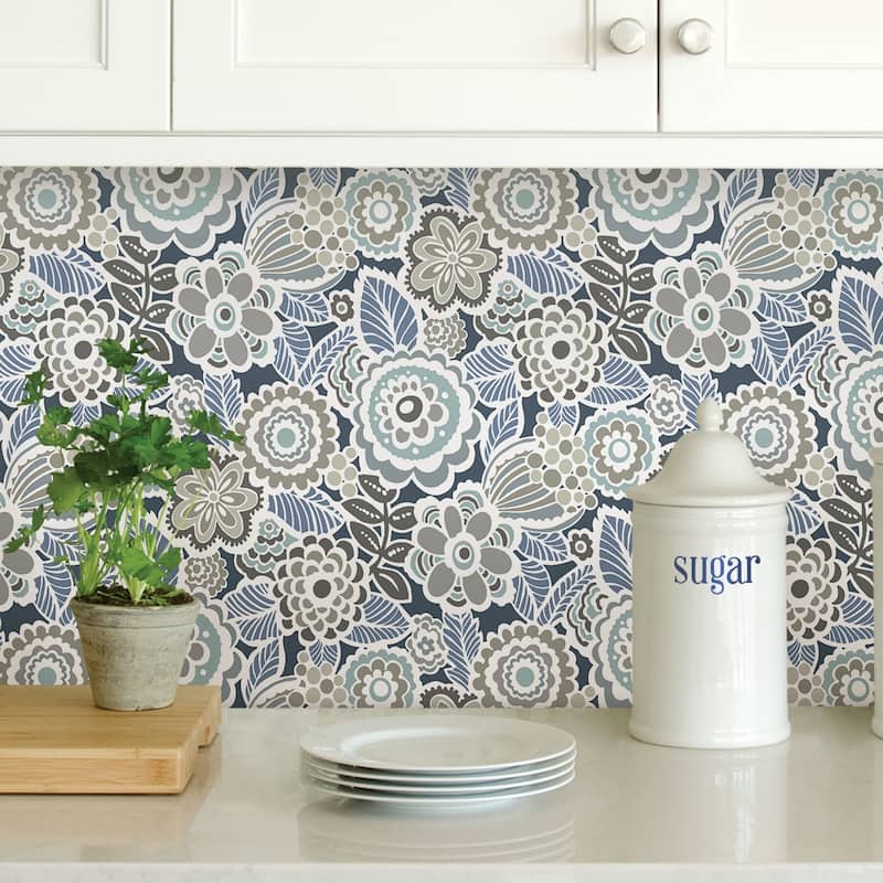 Exeter, Dream On Navy Peel & Stick Wallpaper