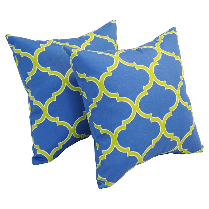 Blazing Needles 17-inch Square Outdoor Throw Pillows (Set of 2) - Irondaze Cobalt