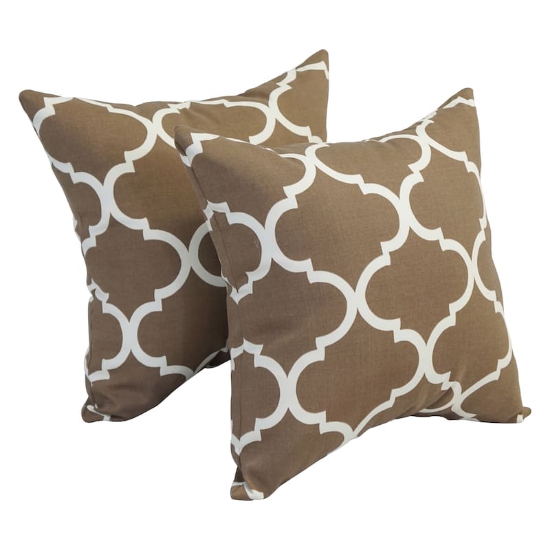 Blazing Needles 17-inch Square Outdoor Throw Pillows (Set of 2) - Landview Mocha