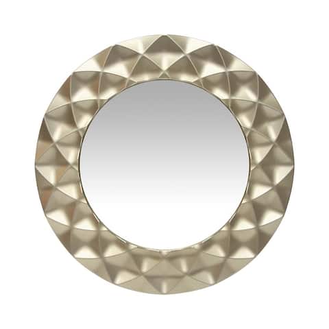 Glam 18 inch Champagne Silver Decorative Round Wall Mirror - Champagne/Silver