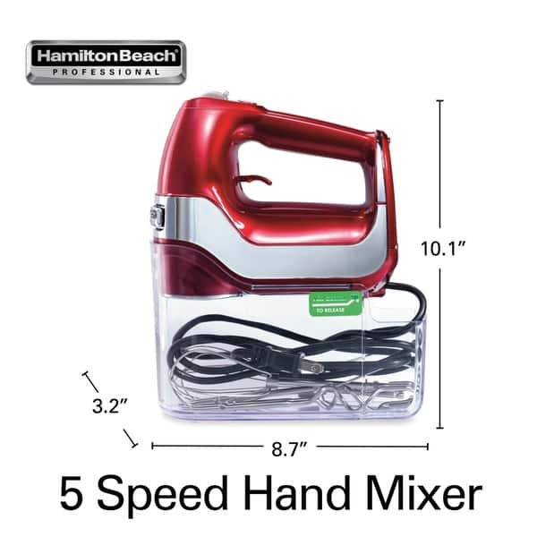 Hamilton Beach Professional 5 Speed Hand Mixer Red