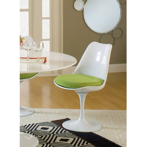Deland Tulip Style Swivel Dining Chair with Green Cushioned Seat