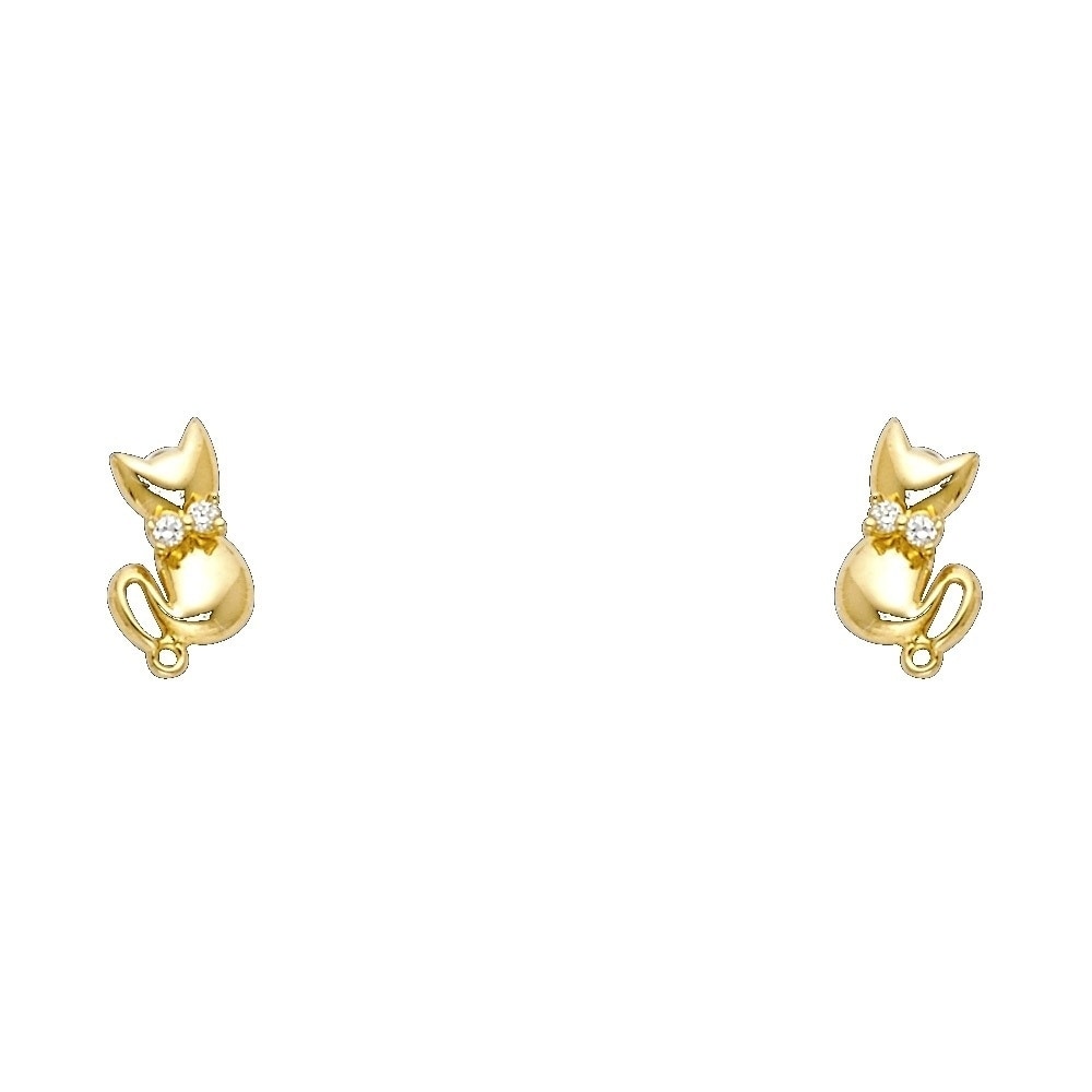 14K Yellow Gold Plated /& Simulated Diamond Studded Screwback Earrings Womens Jewellery