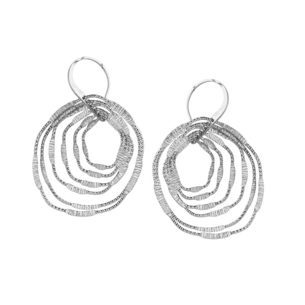 925 Sterling Silver Rhodium-plated Textured Teardrop Dangle Post Earrings