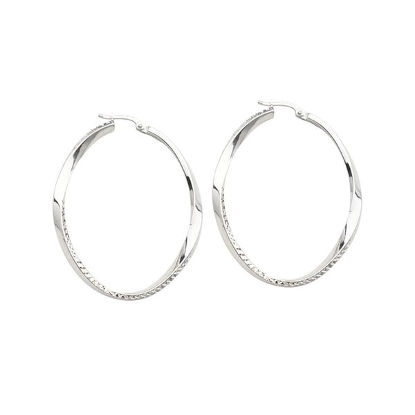 Sterling Silver Rhodium-plated Polished Twisted Hoop Earrings