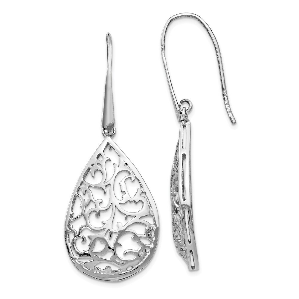 925 Sterling Silver Polished Teardrop Dangle Earrings