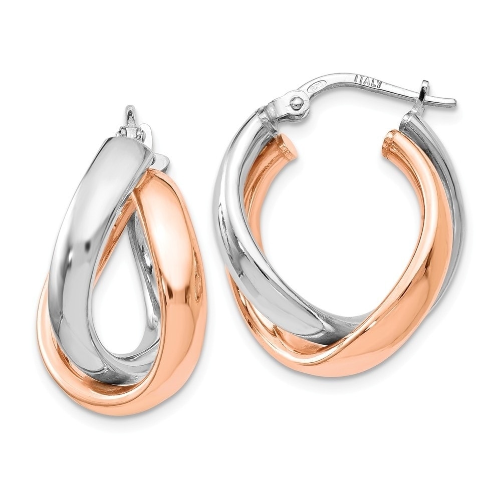 925 Sterling Silver Polished Twisted Hoop Earrings 2mm x 28mm