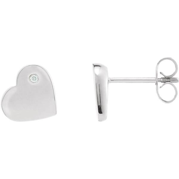 slide 1 of 2, Curata 925 Sterling Silver .015 Dwt Polished .015 Dwt Diamond Love Heart Earrings Jewelry Gifts for Women