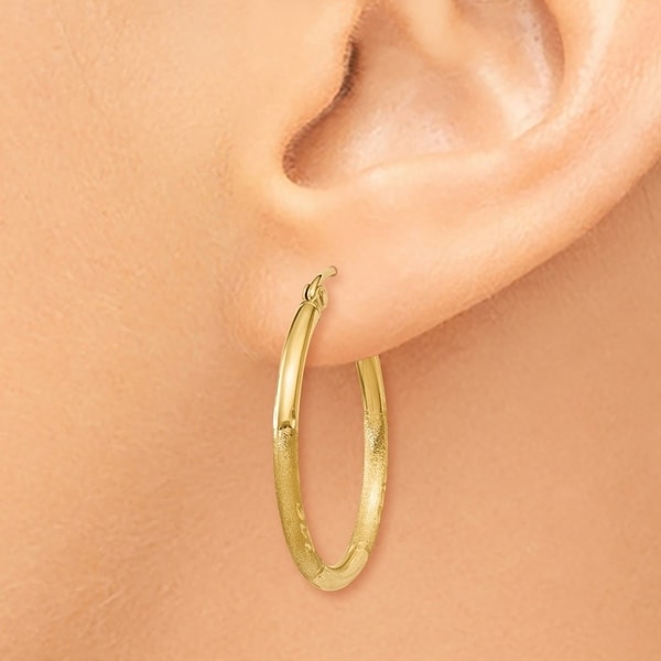 FB Jewels 14K Rose Gold 30mm Tube Hoop Earrings