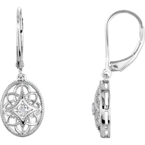 Curata 925 Sterling Silver Diamond Lever Back Earrings Pair/.06ct Jewelry Gifts for Women
