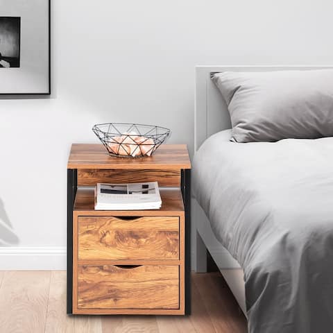 19" Steel Frame Nightstands Elegant Bedside Table with Drawer