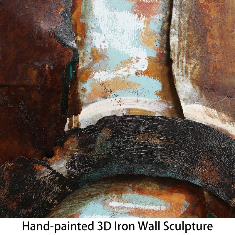 Revolution Abstract Mixed Media Iron Hand Painted Dimensional Wall Art