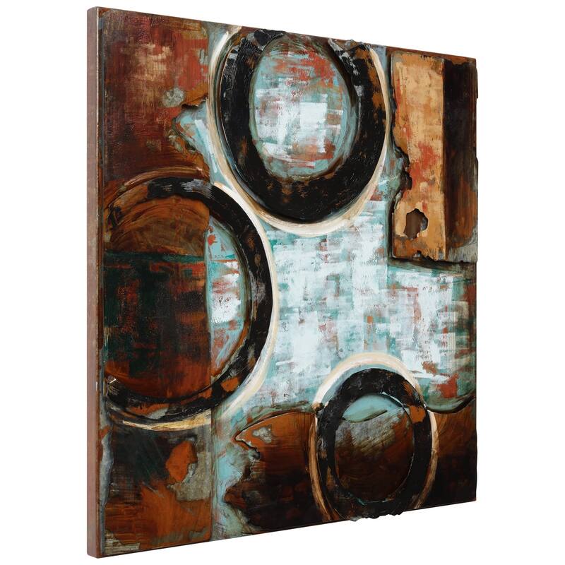 Revolution Abstract Mixed Media Iron Hand Painted Dimensional Wall Art