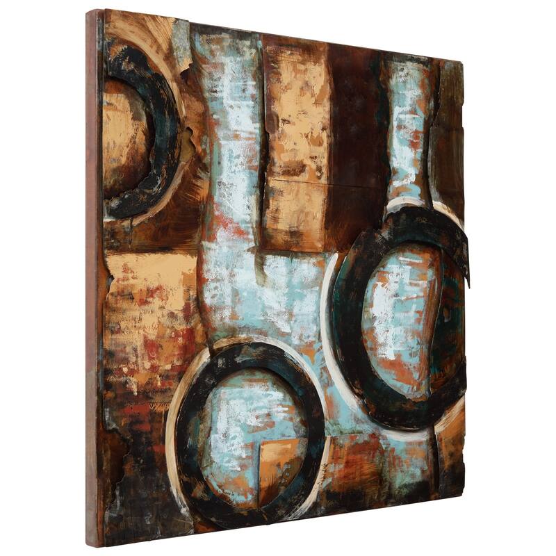 Revolution Abstract Mixed Media Iron Hand Painted Dimensional Wall Art