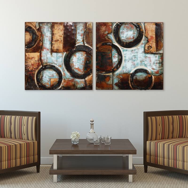 Revolution Abstract Mixed Media Iron Hand Painted Dimensional Wall Art