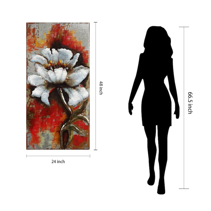 "Garden Rose" Mixed Media Iron Hand Painted 3D Wall Art Set