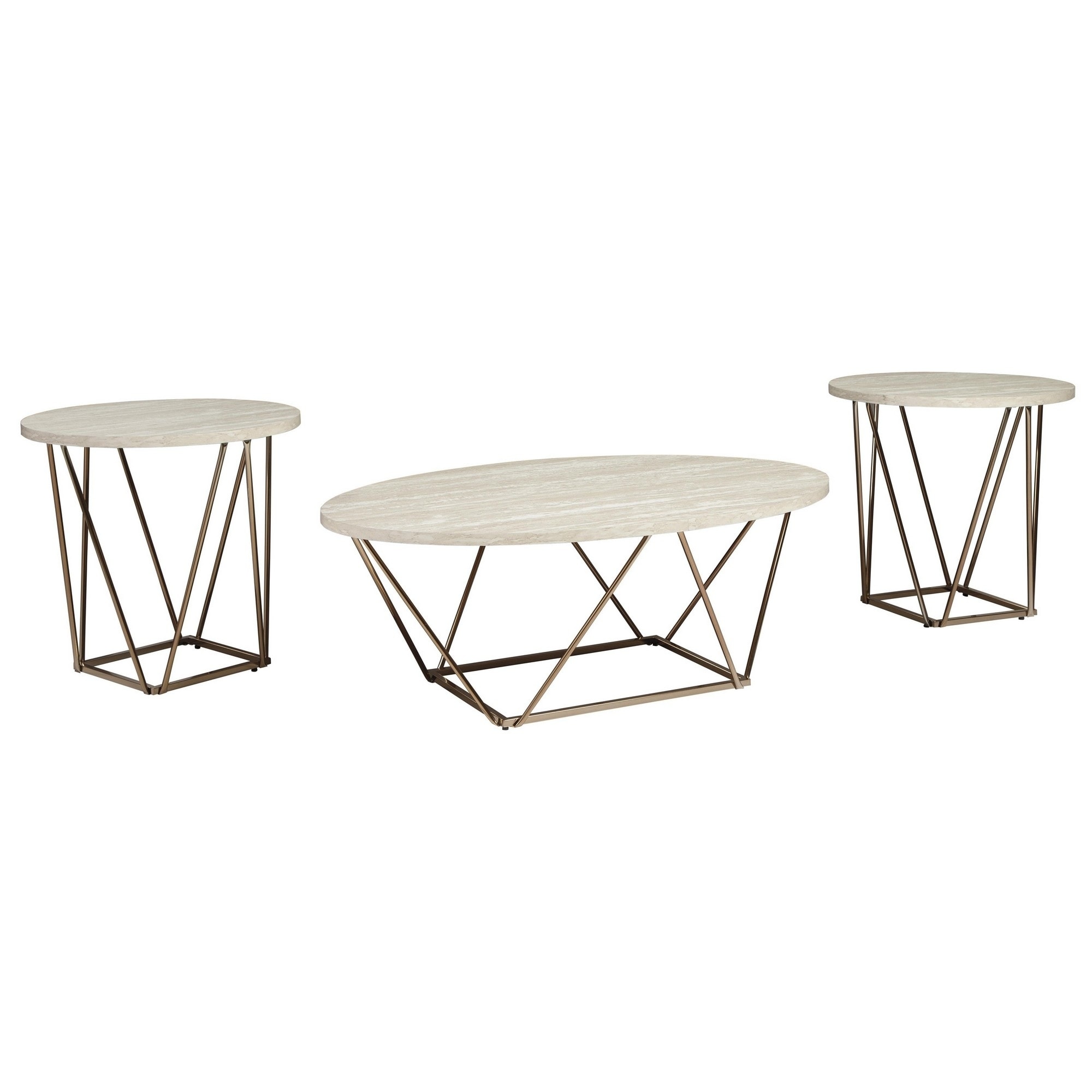 3 Piece Faux Marble Table Set