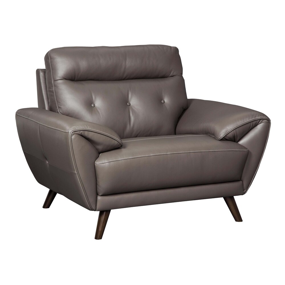 Overstock Modern Faux Leather Upholstered  Chair and a Half with Channel  and Button Tufting, Gray