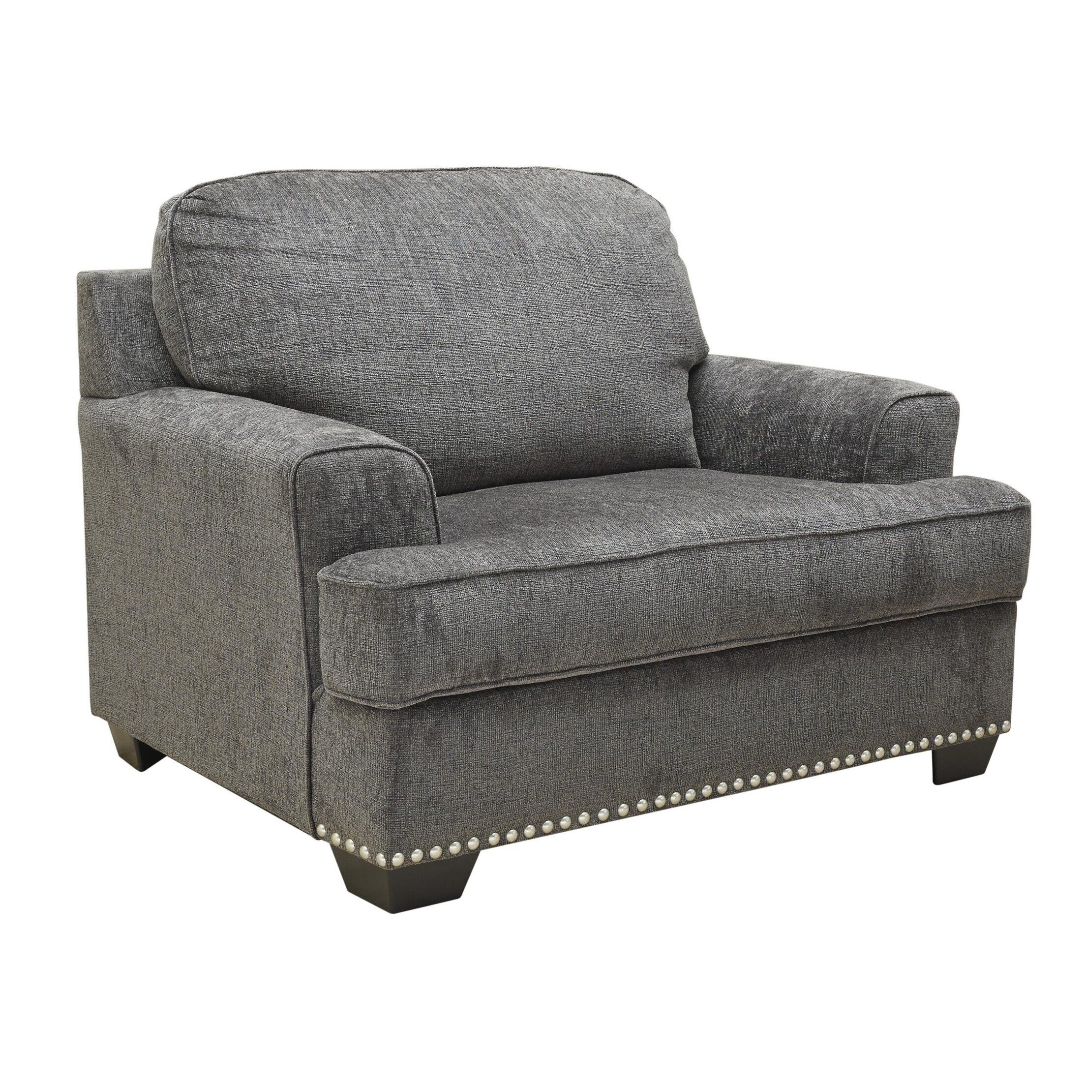 Fabric Upholstered Chair And A Half With Nailhead Trim Dark Gray Overstock 30985170