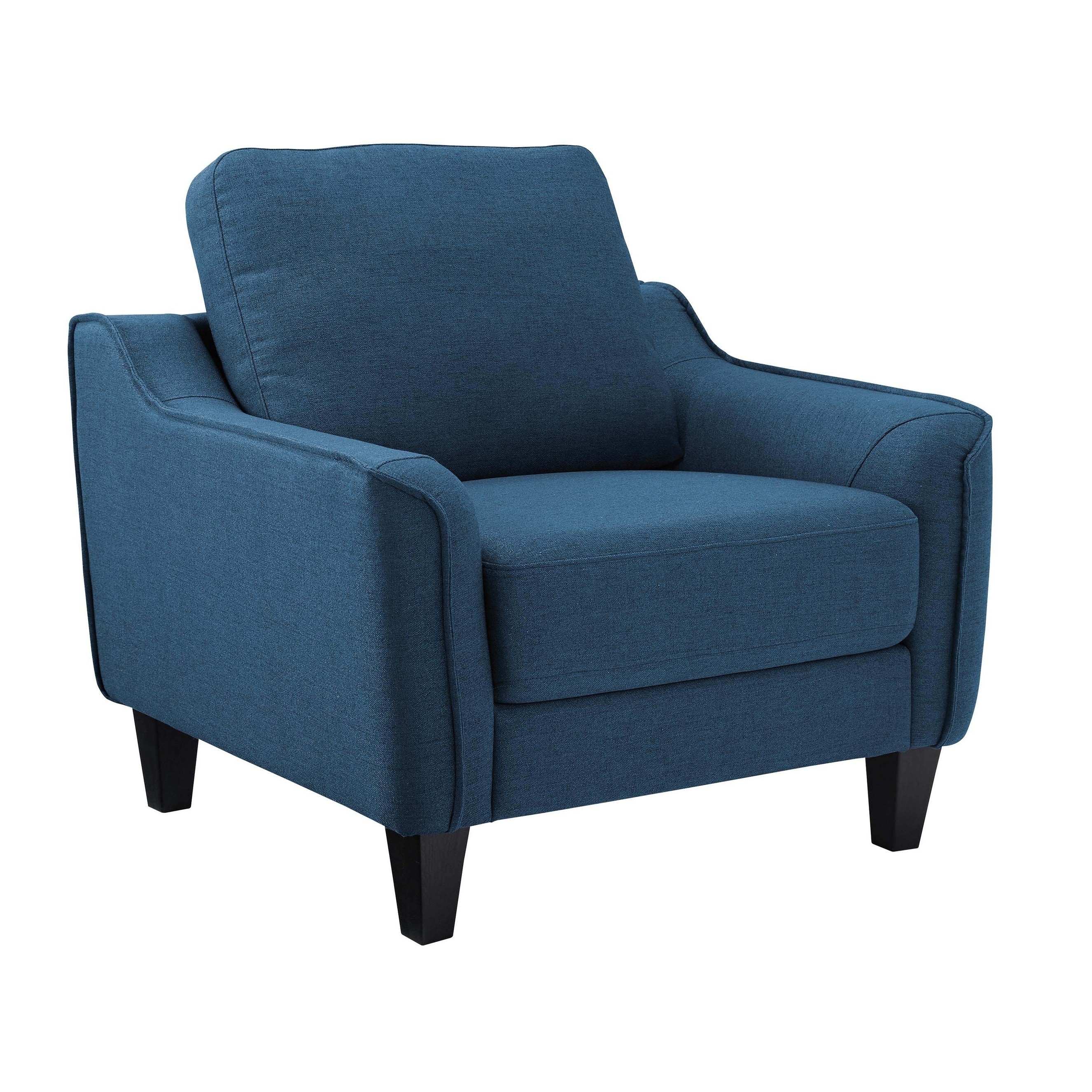 Fabric Upholstered Wooden Chair With Corner Blocked Frame Blue Overstock 30985195