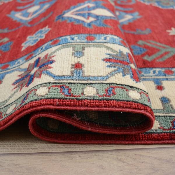 Geometric Super Kazak Hand Knotted Wool Rug - 5' 8