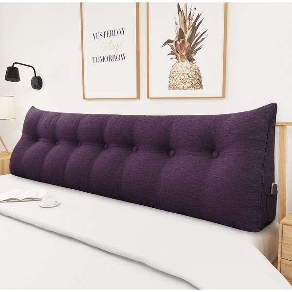 Shop WOWMAX Bed Rest Wedge Bolster Pillow Purple Linen ...