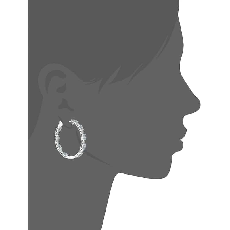 925 Sterling Silver Sky Blue Topaz and White Topaz Hoop Earrings