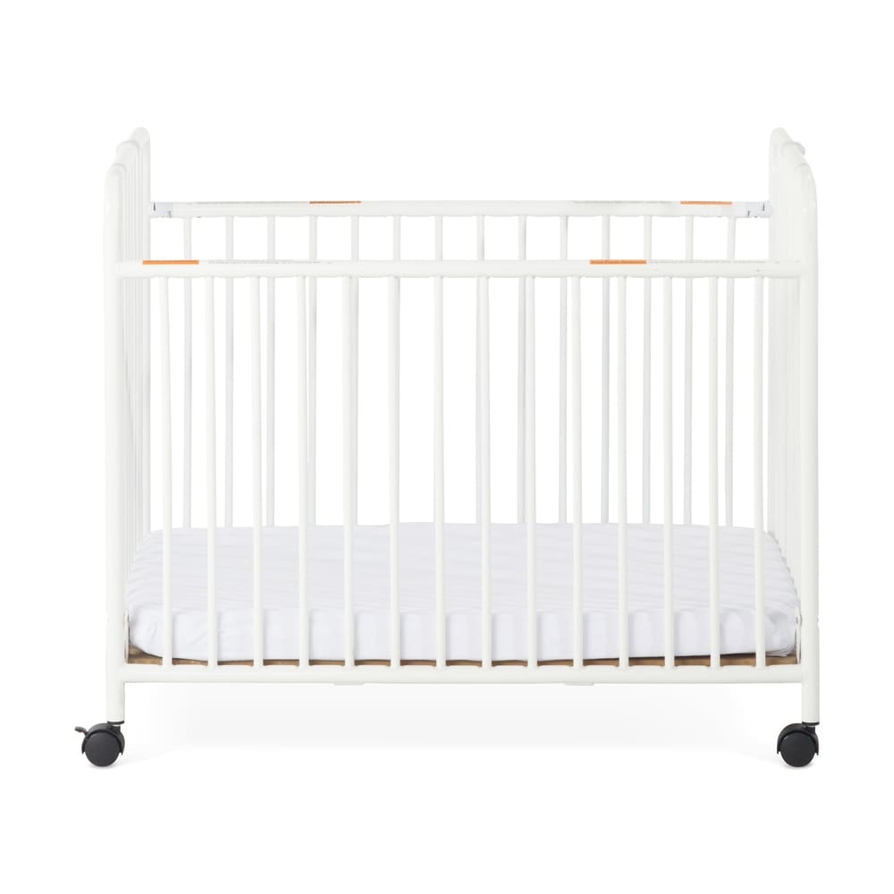 white metal baby crib