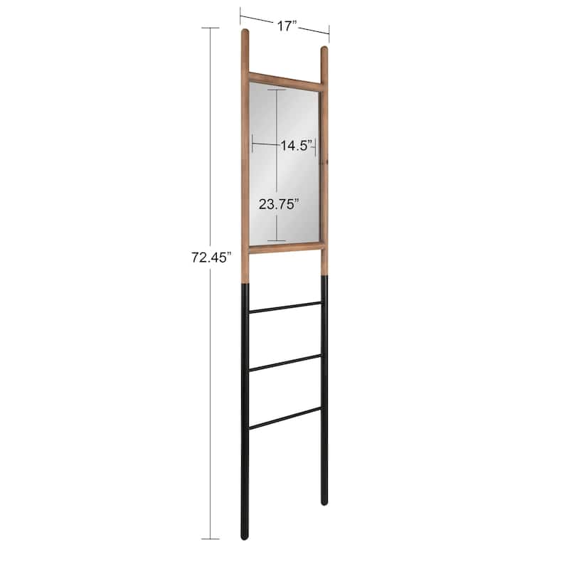 Kate and Laurel Trygg Rustic Leaning Ladder Mirror - Natural/Black - 17x73