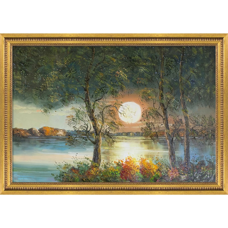 ArtistBe Moon Reproduction with Versailles Gold Queen Frame Oil Painting Wall Art, 41"x29"